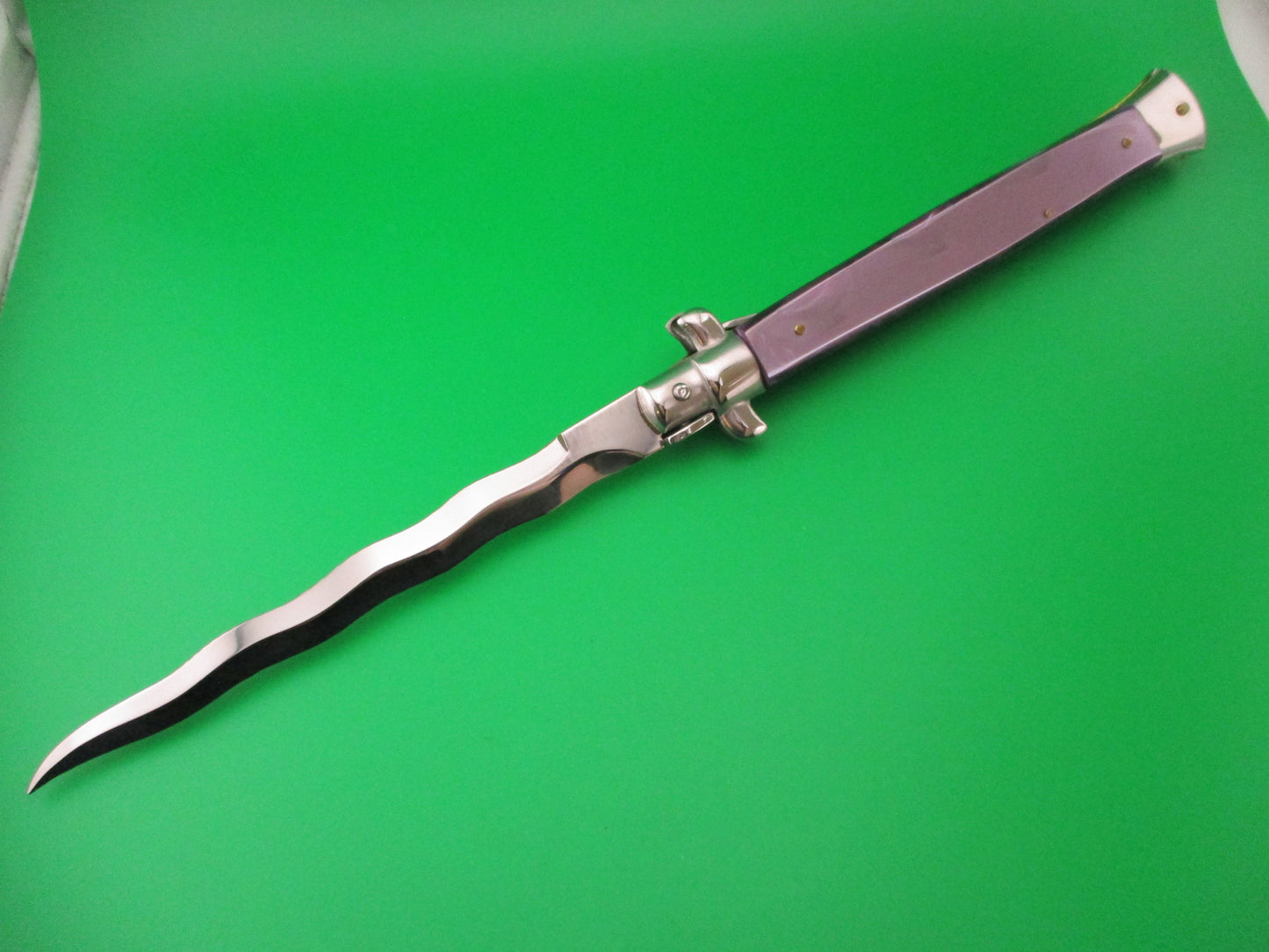 STILETTO ITALY 33cm Italian Stiletto KRIS Purple Acrylic Swivel bolster automatic knife