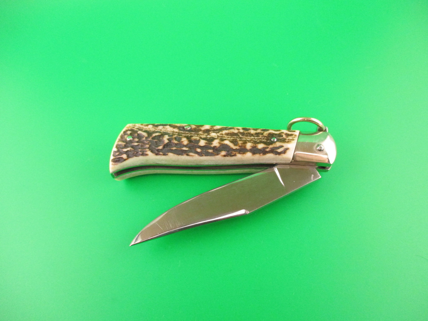 Campolin Oval Flush Button 20cm Italian Stag Ring pull automatic knife