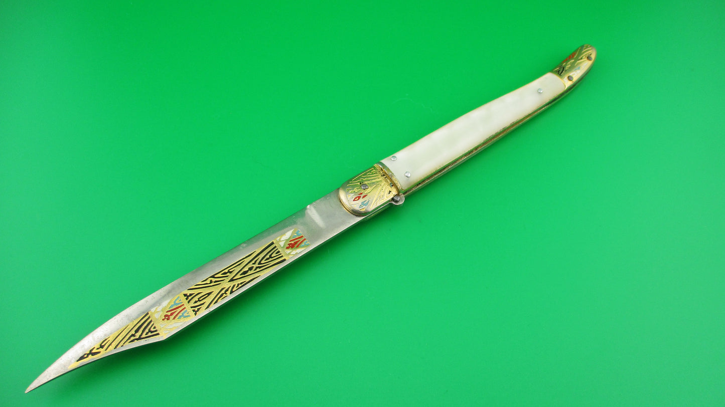 TOLEDO 24cm Spanish Pearlex Toothpick Lever Painted automatic knife