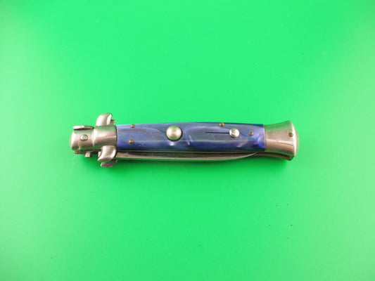 ERN (crown & scimitar) Rostfrei 21cm Italian Swivel bolster blue acrylic automatic knife