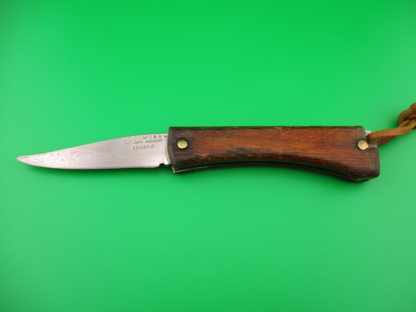 CUMOSA INOX MEXICO EDGE CO 20cm Wood handled lanyard pull automatic knife