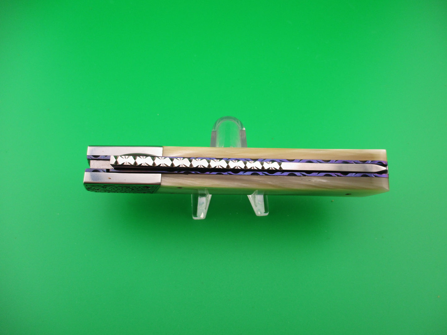 Custom Hand MADE 23cm Engraved Tanto Light Horn Automatic Knife by Afaaq