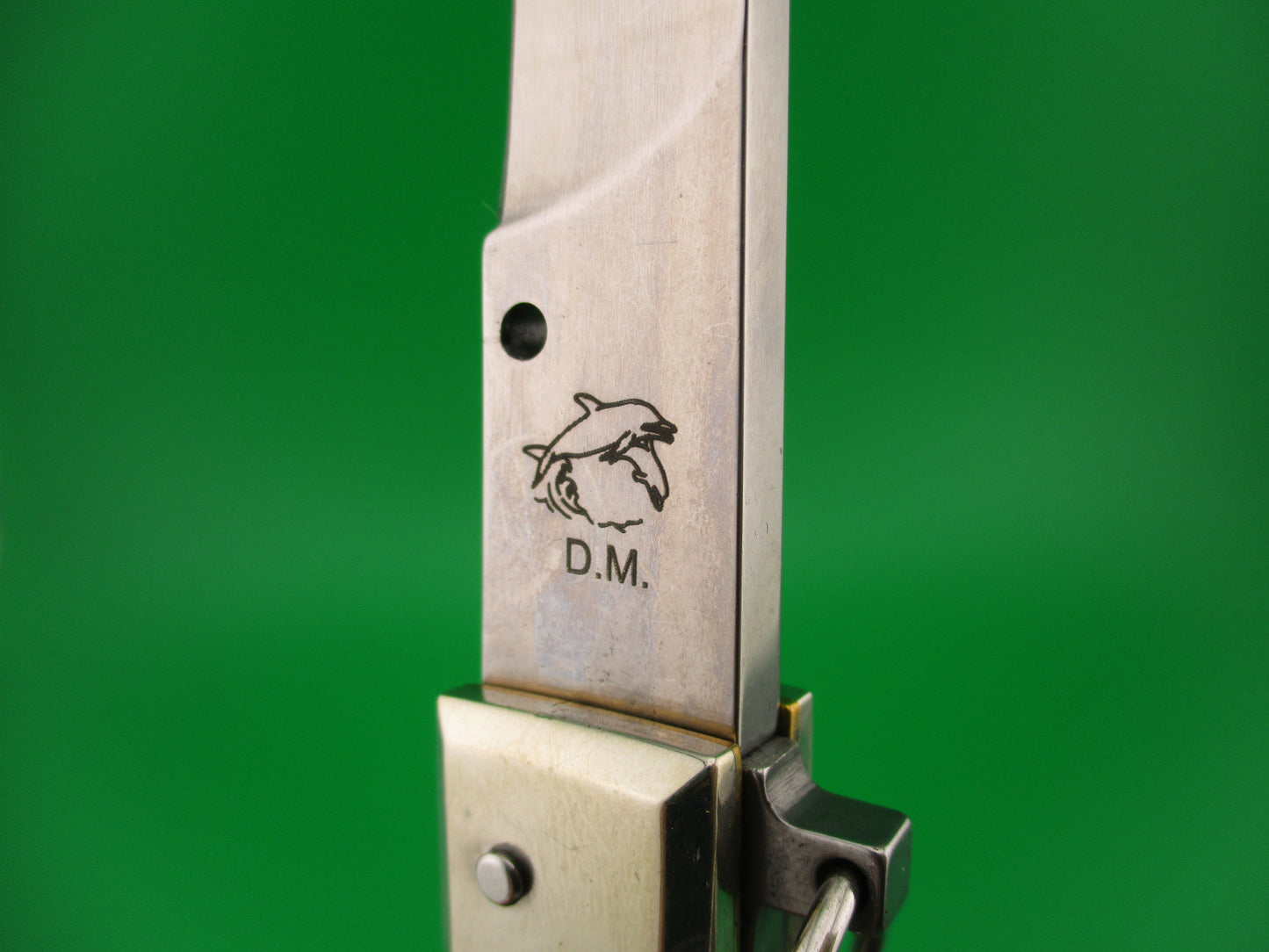 D.M. Dolphin 28cm Italian FALCON Ring pull Dark horn automatic knife