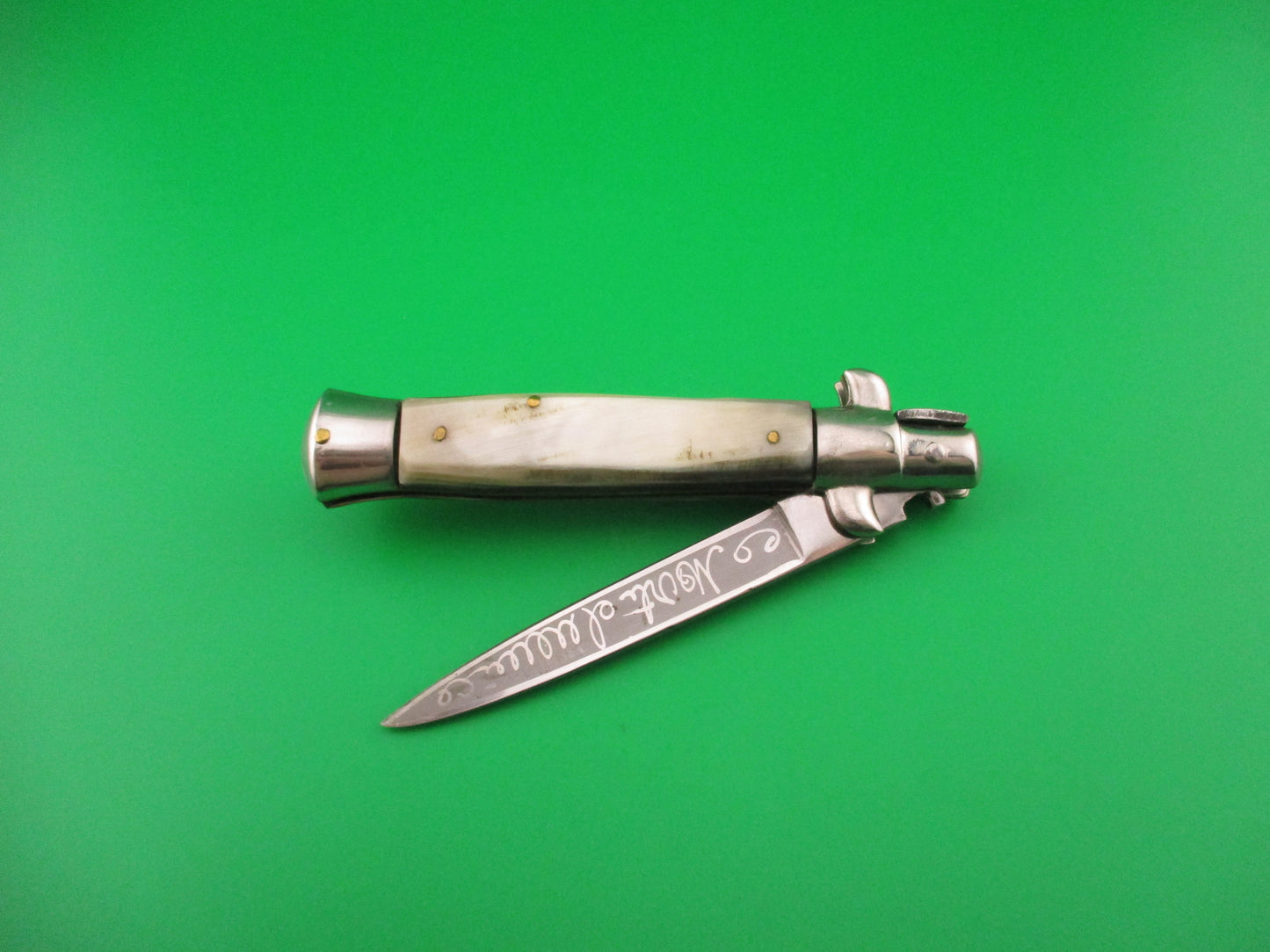 INOX (slant) 18cm Italian Stiletto Vendetta Corsa Brazilian horn automatic knife