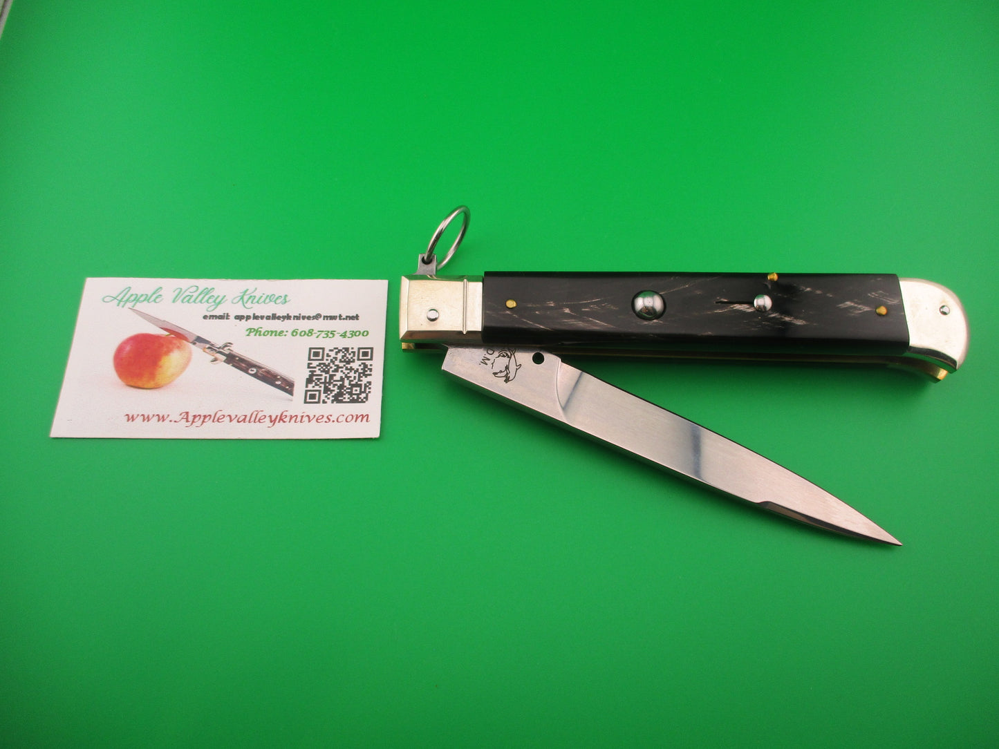 D.M. Dolphin 28cm Italian FALCON Ring pull Dark horn automatic knife