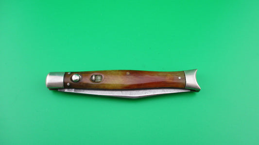 SCHRADE WALDEN Fishtail Horn celluloid w/bolsters #151 switchblade knife
