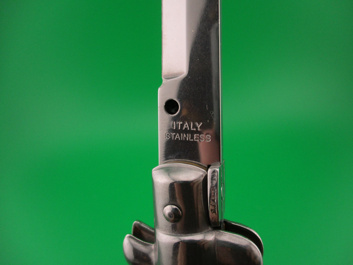 ITALY STAINLESS 22cm Italian Swivel bolster Orange Acrylic vintage automatic knife