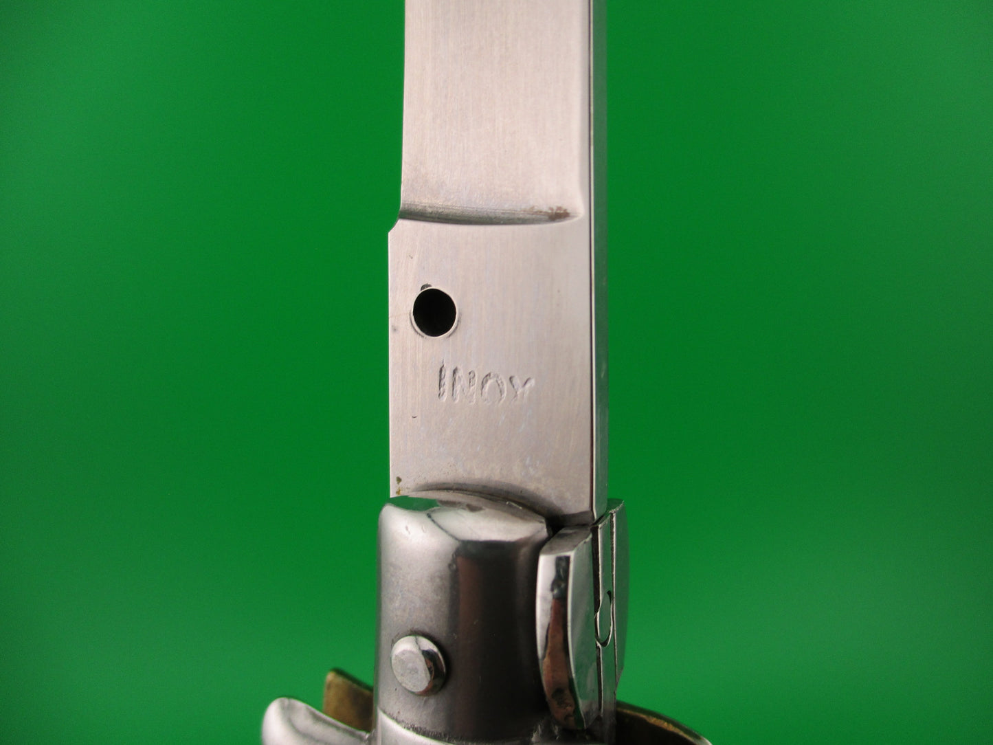 INOX 33cm Italian Stiletto vintage 1980s White horn Swivel bolster automatic knife
