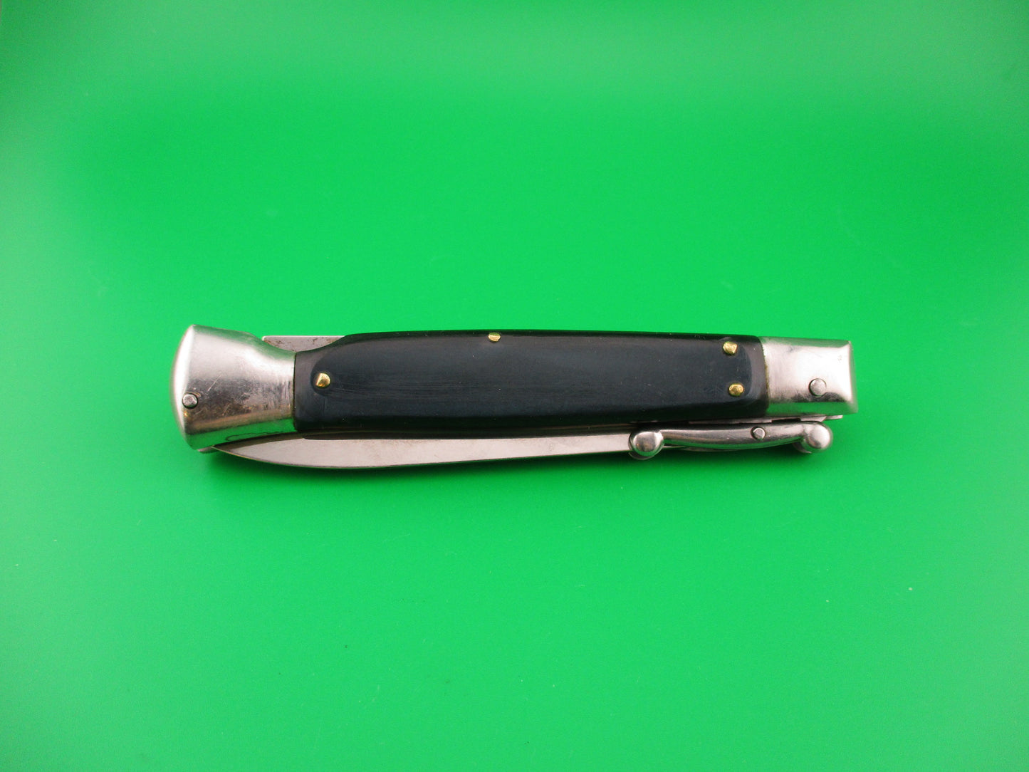 AKC ITALY 23cm Italian Swing Guard Blue/green Acrylic vintage automatic knife