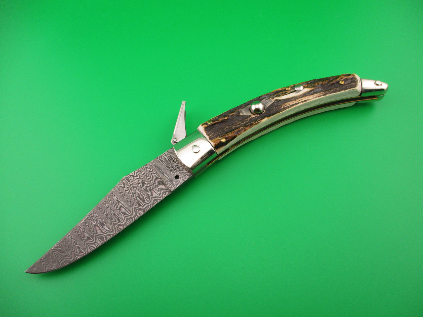 AGA CAMPOLIN 23cm Italian Catalana Fulcrum Stag Damascus Pascotto switchblade