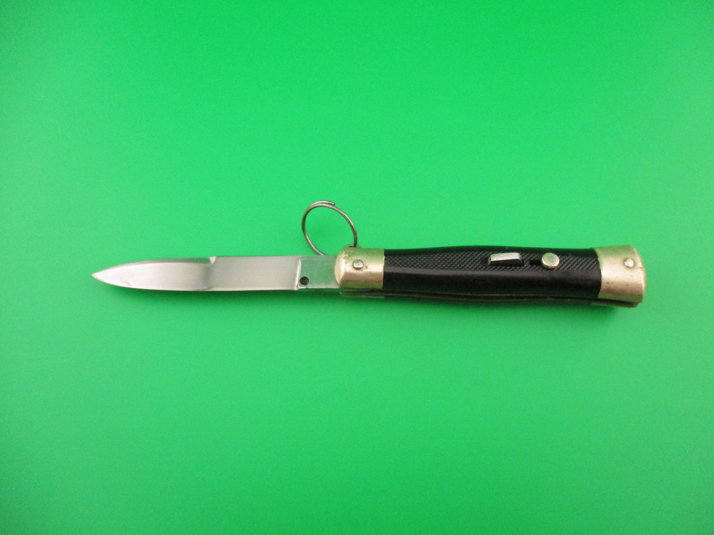 Sterile 17cm French Bargeon Ring pull Checkered Low button automatic knife
