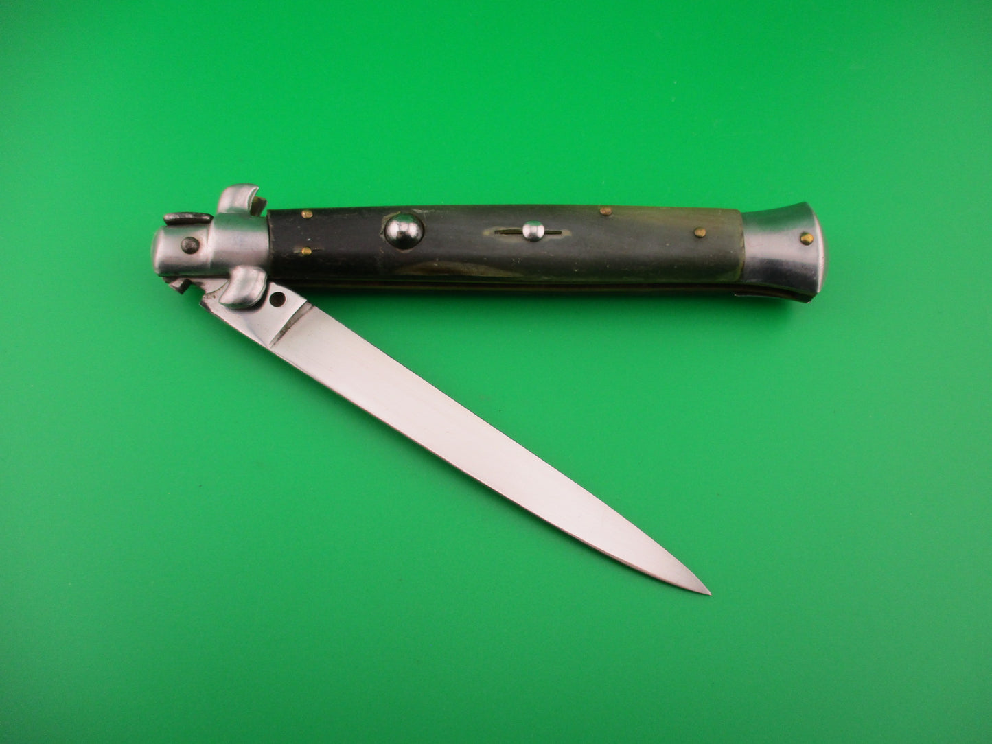 B Rostfrei 28cm Italian Swivel bolster Flat grind Horn automatic knife