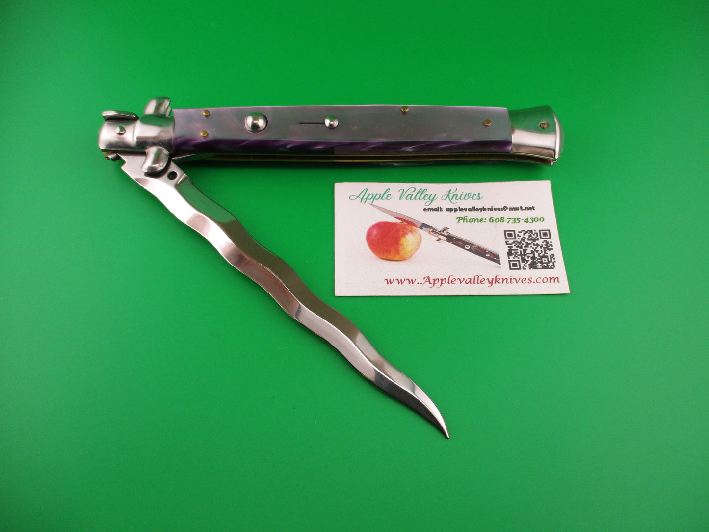 STILETTO ITALY 33cm Italian Stiletto KRIS Purple Acrylic Swivel bolster automatic knife