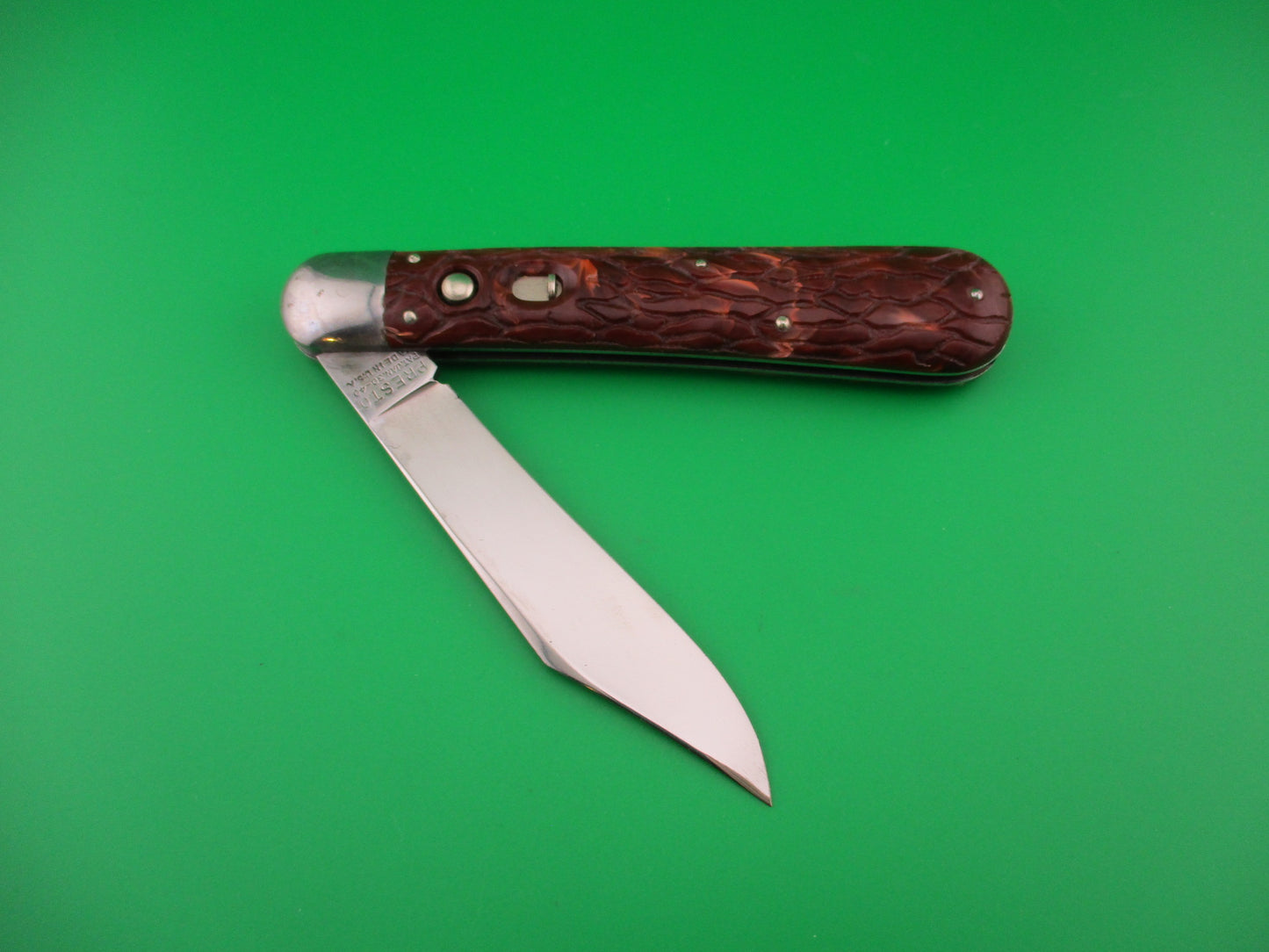 PRESTO Hunter #2000 Firebrick Wormgroove scales Vintage Schrade automatic knife