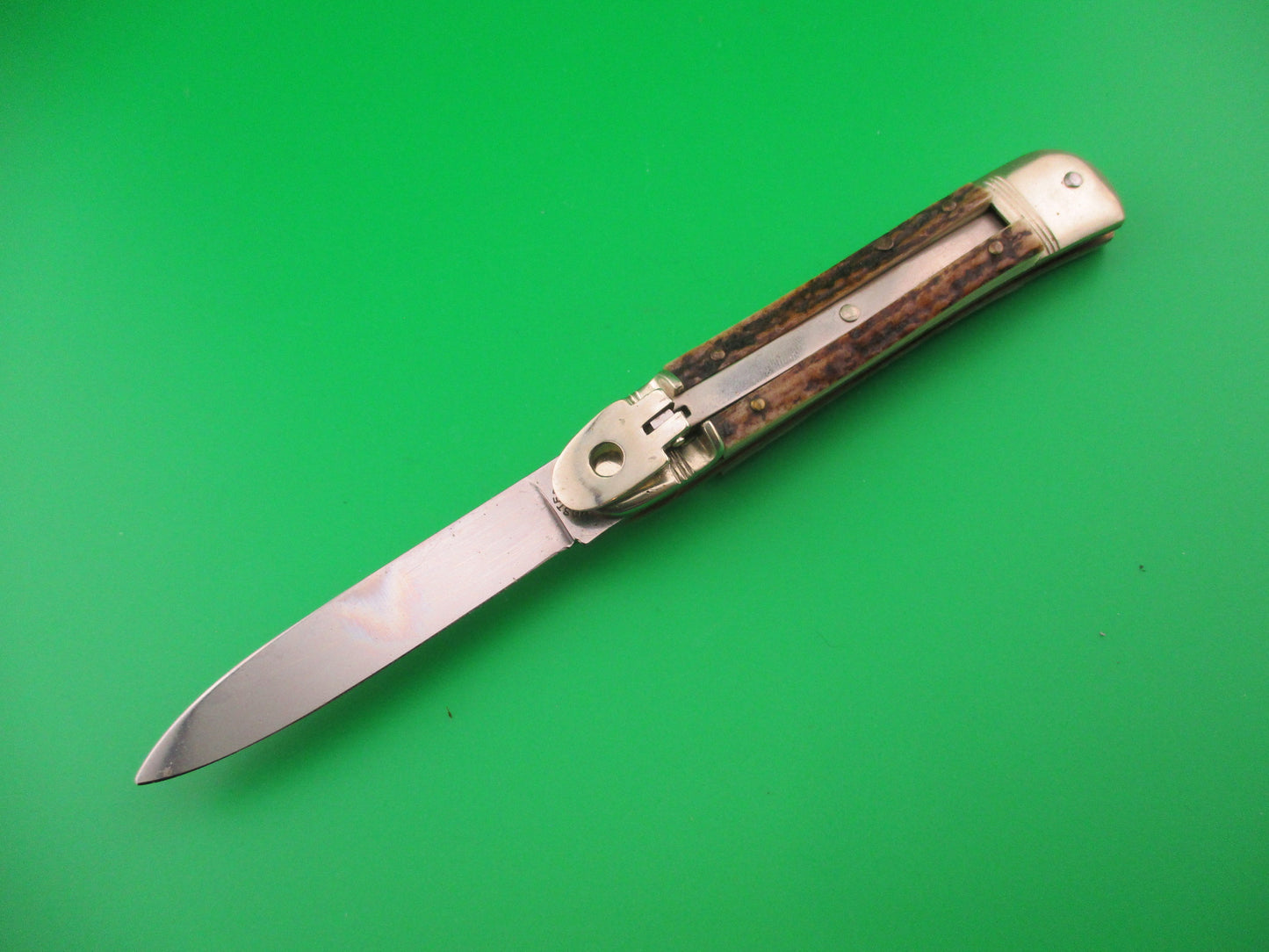 ROSTFREI KISSING CRANE 10cm German Lever Stag Vintage automatic knife