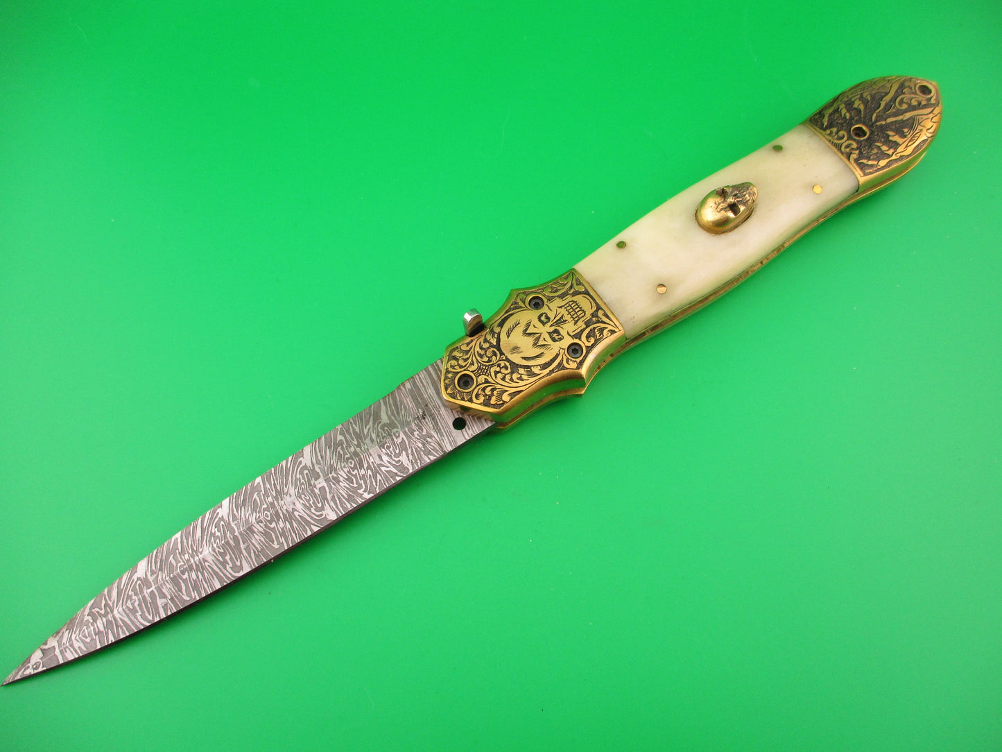 Grim Reaper Skull Button 29cm Custom Automatic Knife by Orang Zaib