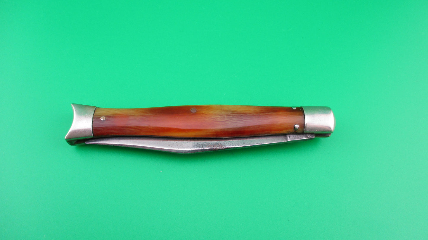 SCHRADE WALDEN Fishtail Horn celluloid w/bolsters #151 switchblade knife