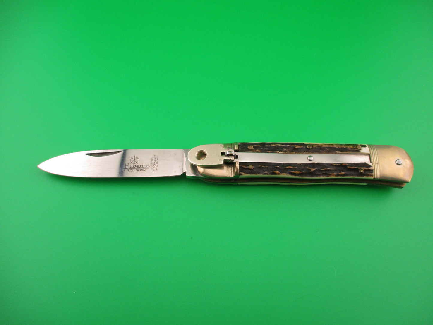 Hubertus SOLINGEN 11cm West German Lever Stag Camper automatic knife