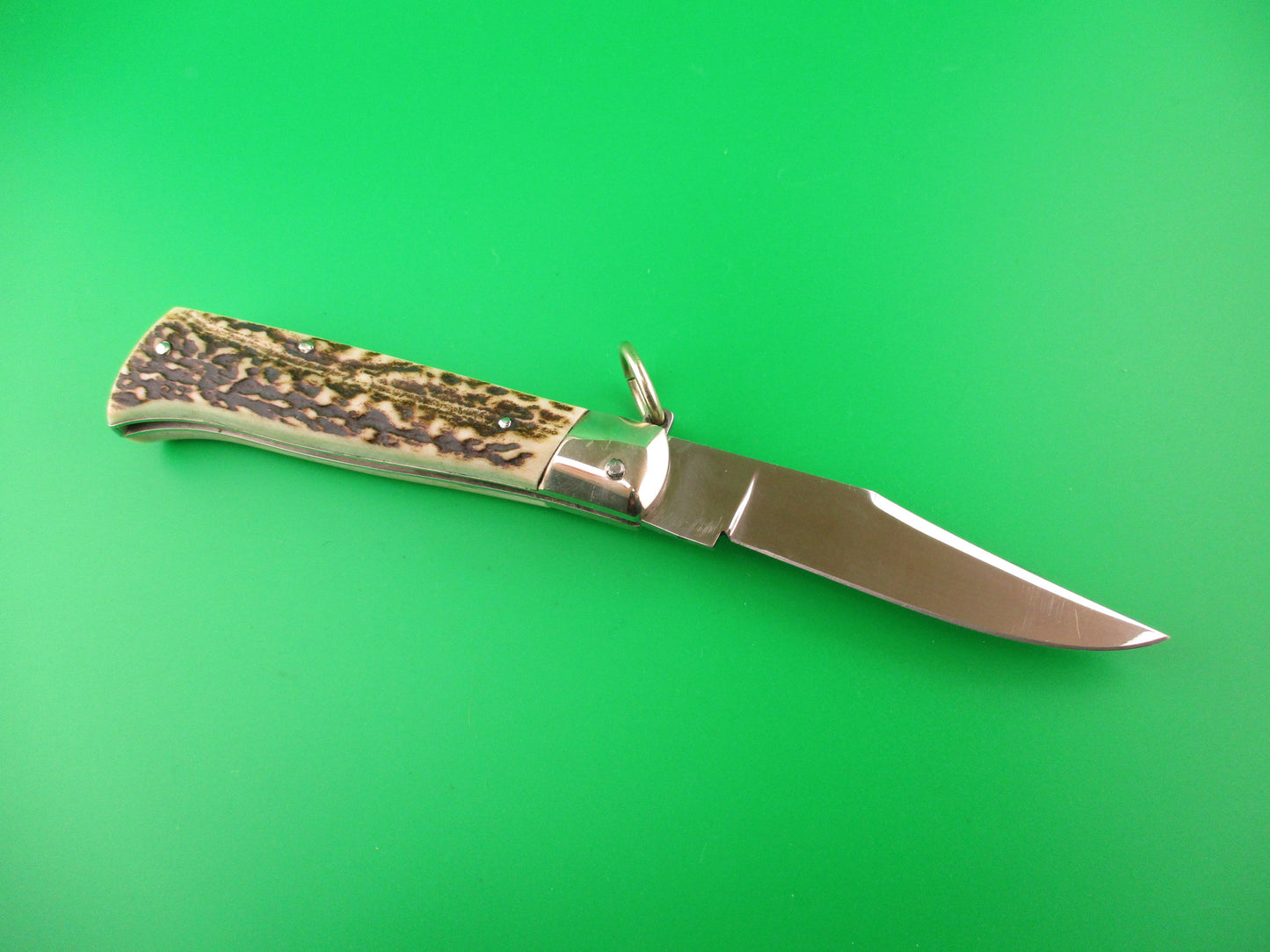 Campolin Oval Flush Button 20cm Italian Stag Ring pull automatic knife