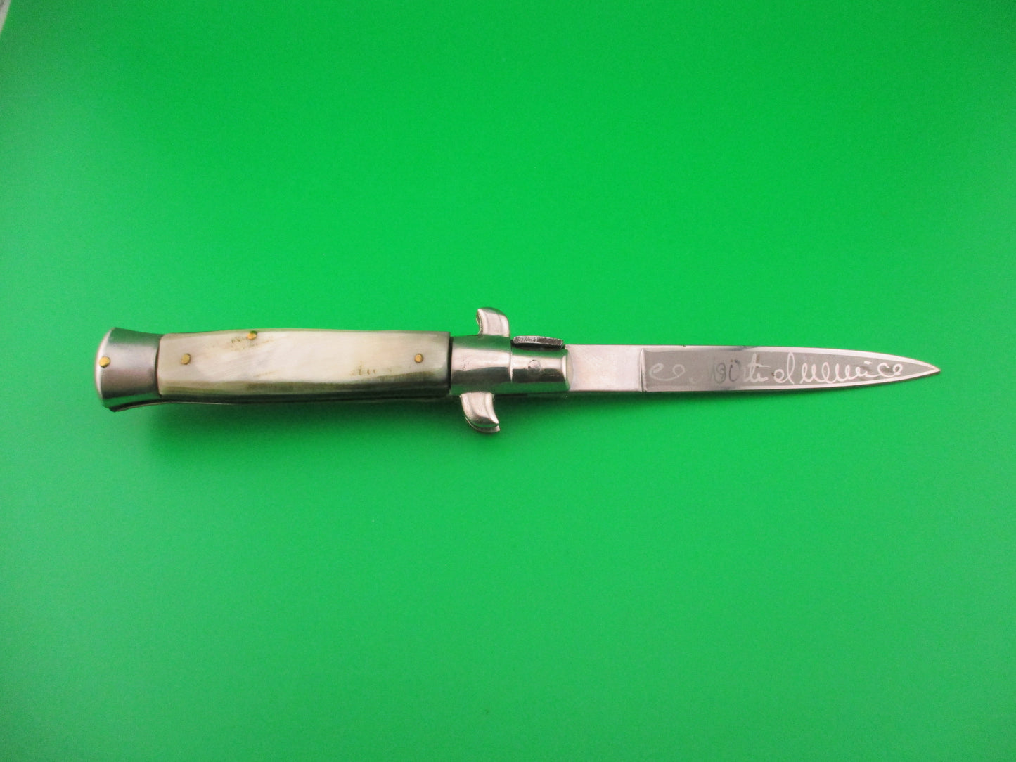 INOX (slant) 18cm Italian Stiletto Vendetta Corsa Brazilian horn automatic knife