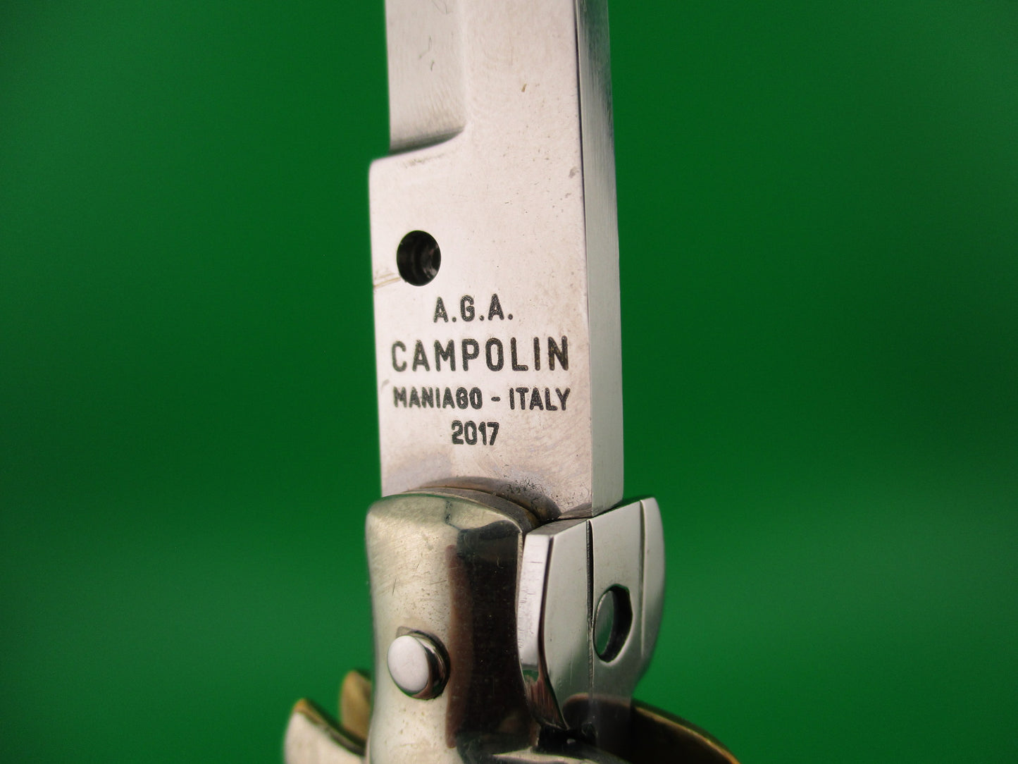 z AGA CAMPOLIN MANIAGO ITALY 2017 28cm Italian Picklock stag automatic knife