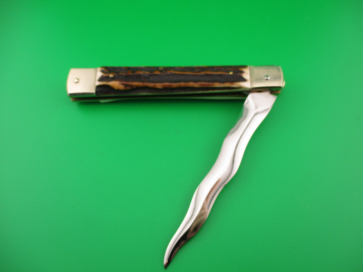 Hubertus 14cm German 10 inch open Slimline Stag KRIS blade Lever automatic knife