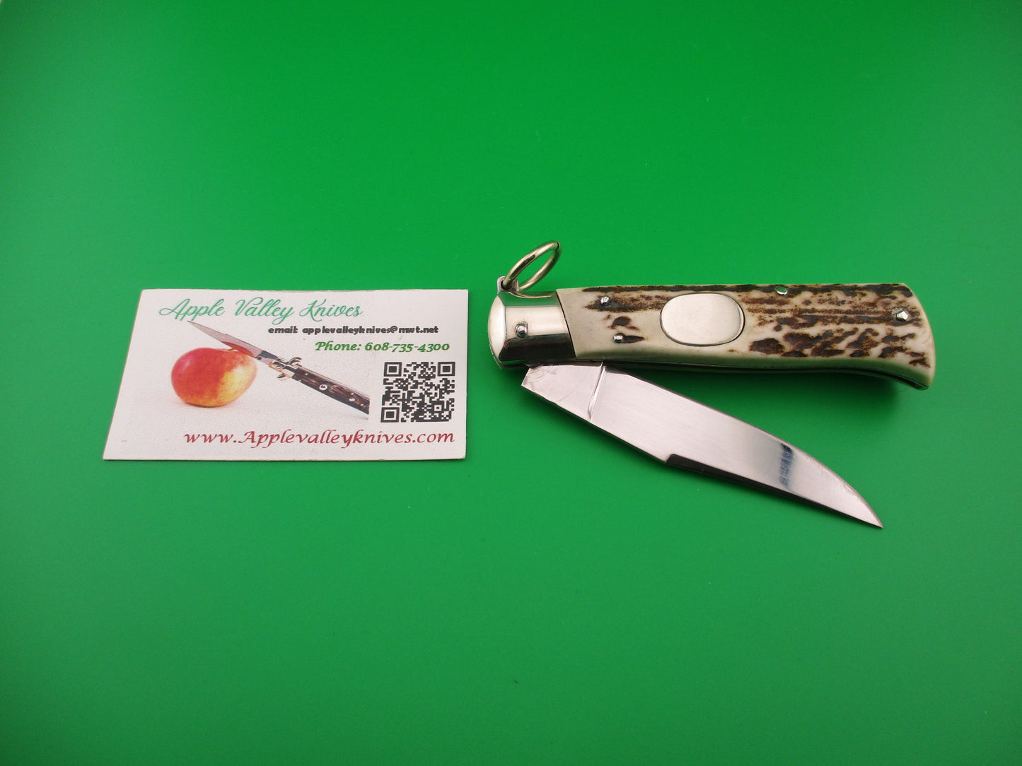 Campolin Oval Flush Button 20cm Italian Stag Ring pull automatic knife