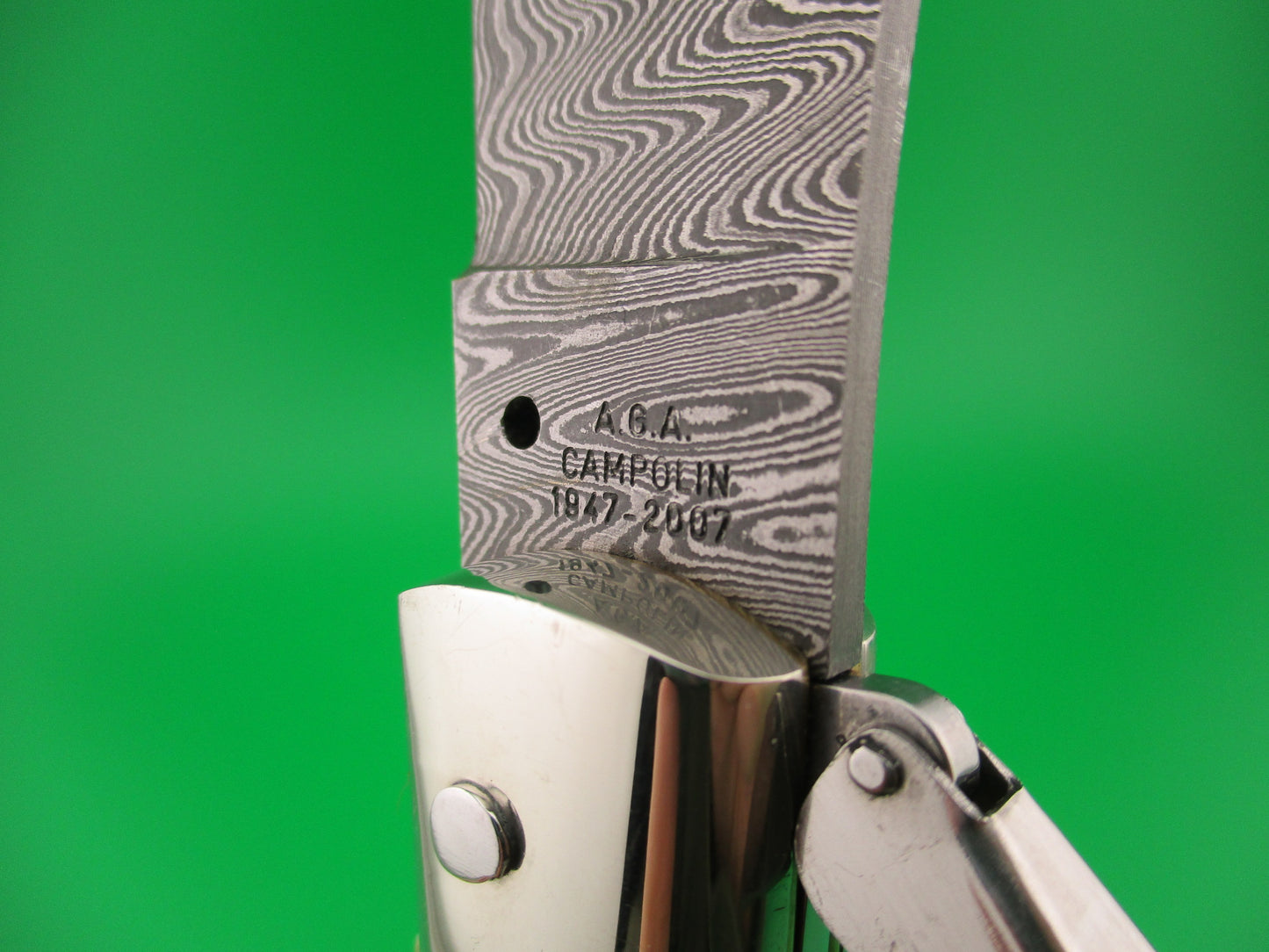 AGA CAMPOLIN 23cm Italian Catalana Fulcrum Stag Damascus Pascotto switchblade