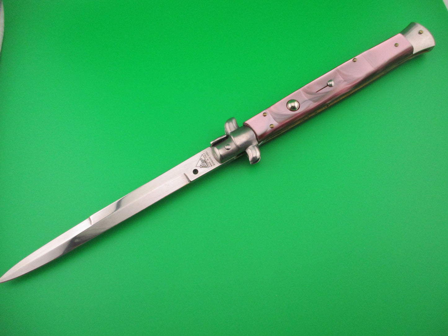 AKC MADE IN ITALY 33cm Italian Swivel Bolster Purple Acrylic automatic knife
