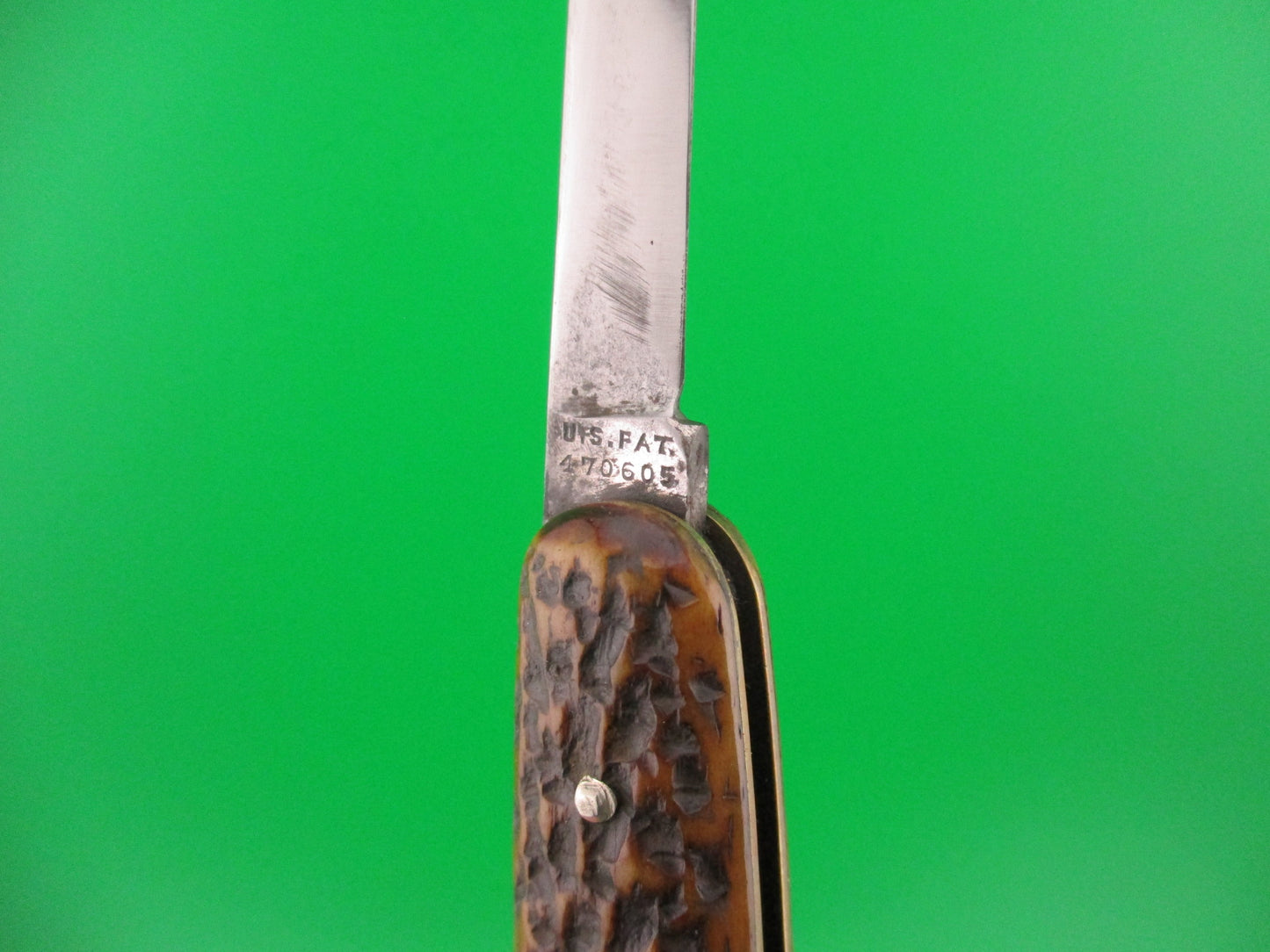 Press Button Knife Co Medium double bone switchblade knife model 100 w file blade