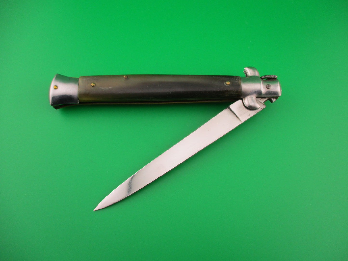 B Rostfrei 28cm Italian Swivel bolster Flat grind Horn automatic knife