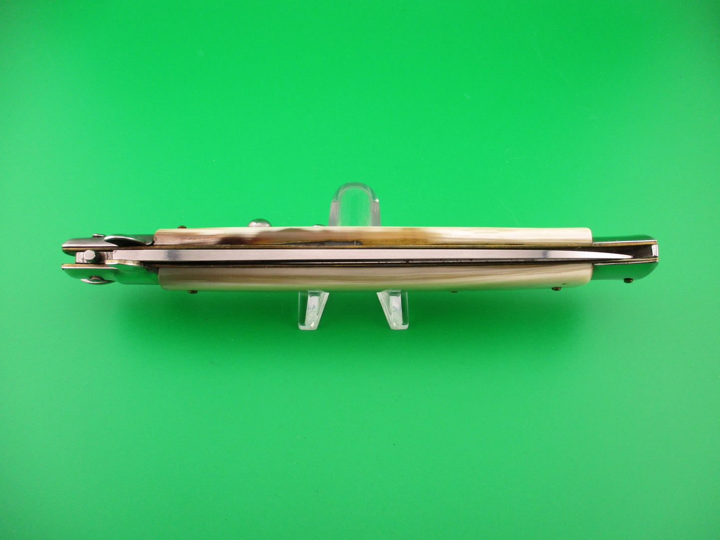 INOX 33cm Italian Stiletto vintage 1980s White horn Swivel bolster automatic knife