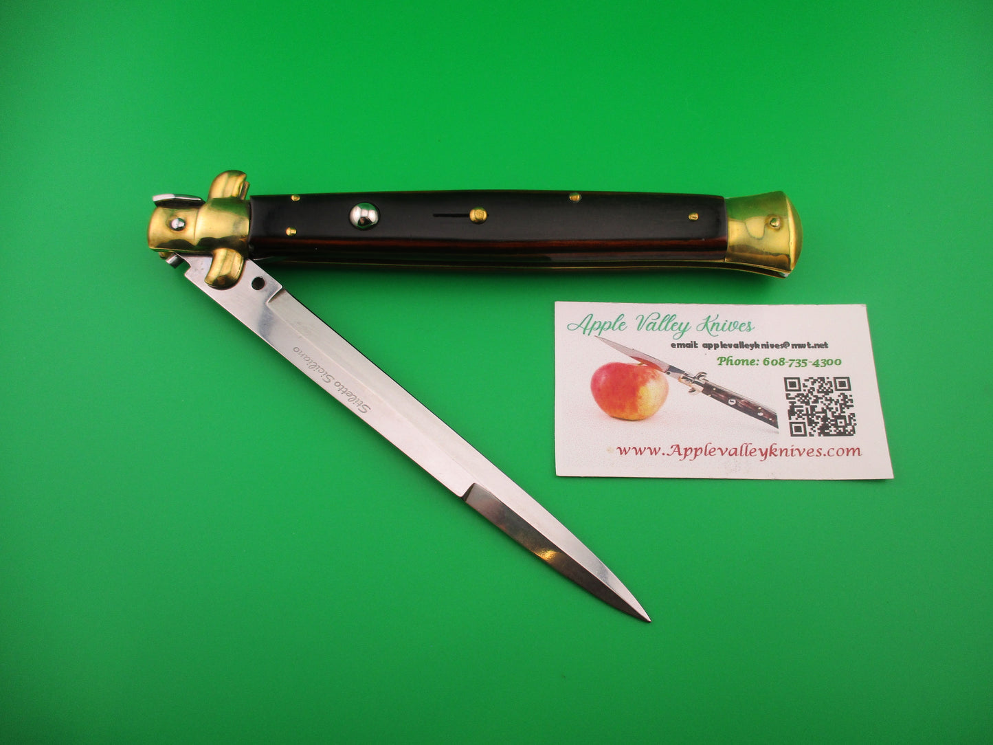 z B Rostfrei 33cm Italian Stiletto Siciliano Swivel bolster Wood & Brass automatic knife