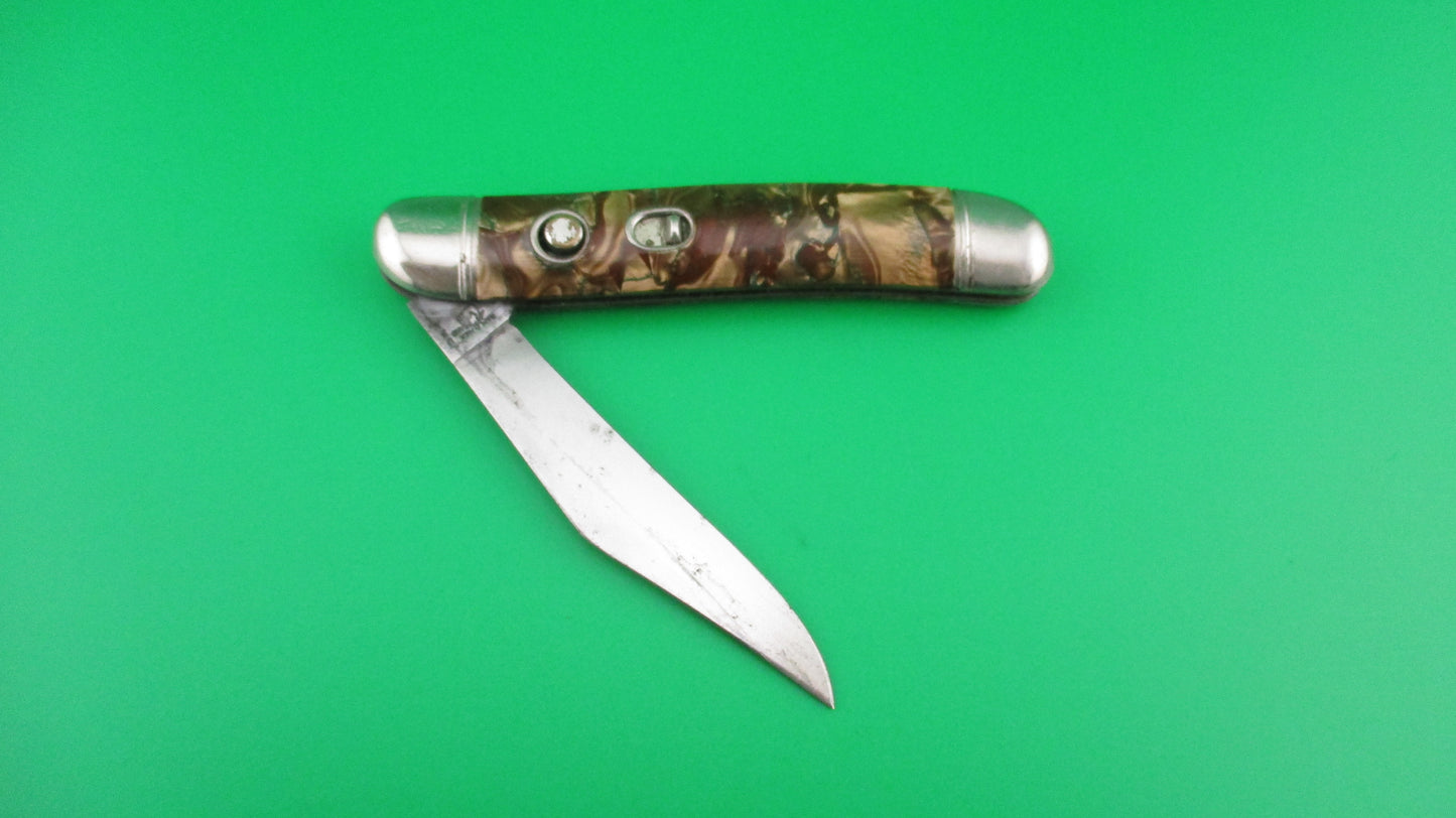 Hammer Brand Imperial Serpentine Jack Copper Pearl switchblade knife