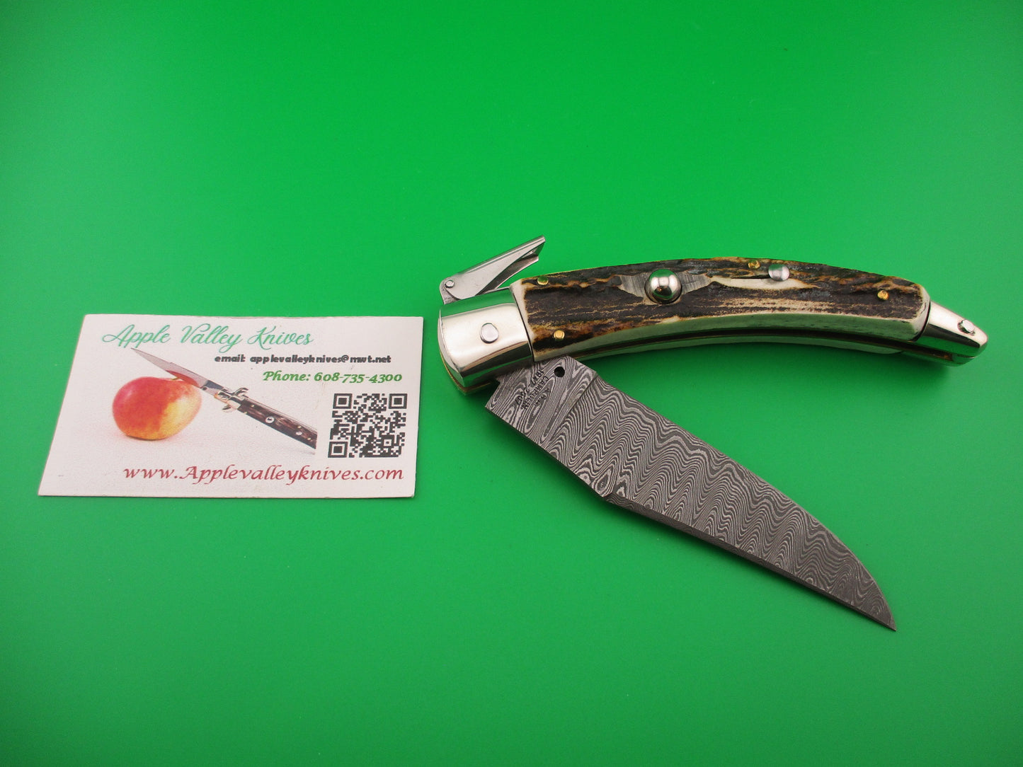 AGA CAMPOLIN 23cm Italian Catalana Fulcrum Stag Damascus Pascotto switchblade