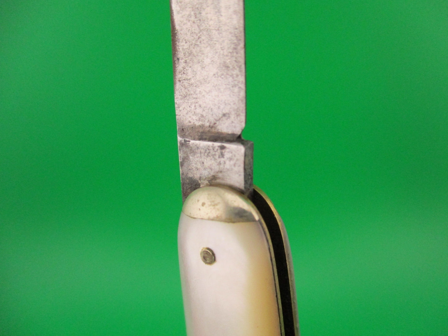 SCHRADE CUT CO WALDEN, NY Medium double Pearl 7416T Tip bolster file blade Book knife
