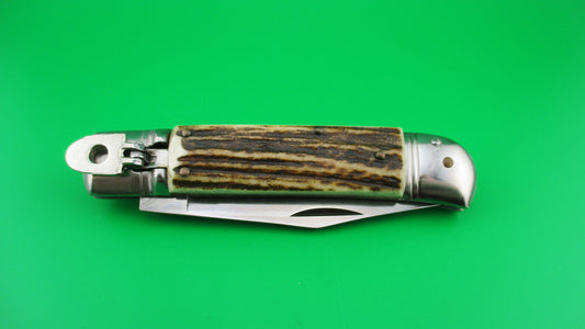 ITALY STAINLESS 20cm Italian Stag Lever automatic knife