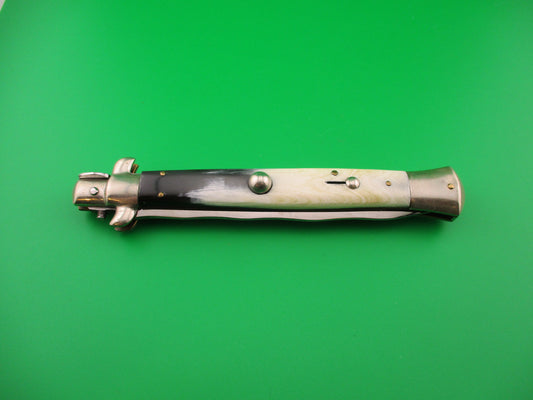 M ITALY INOX 28cm Italian Picklock 1950s Brazilian horn Kris blade automatic knife