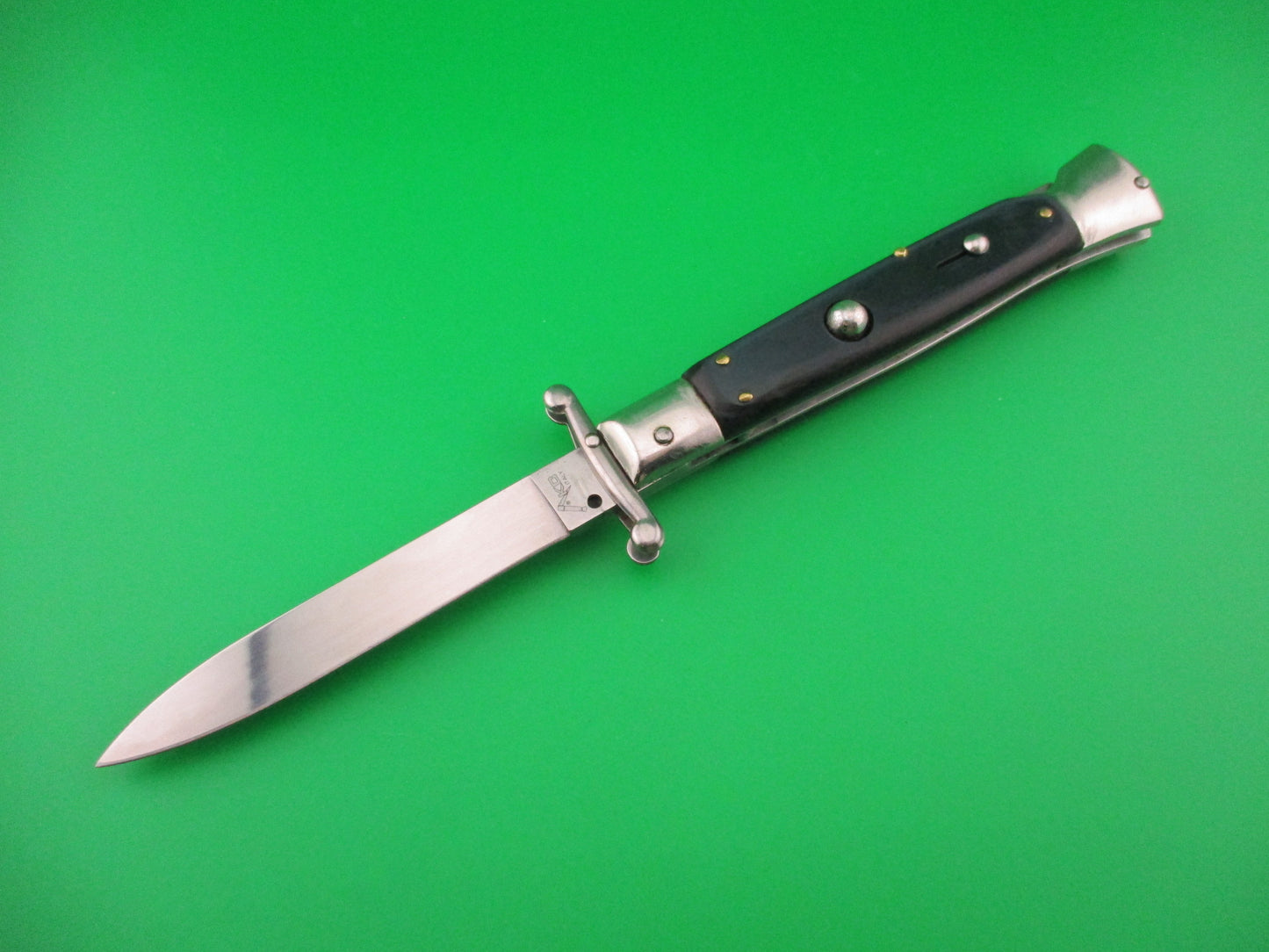 AKC ITALY 23cm Italian Swing Guard Blue/green Acrylic vintage automatic knife