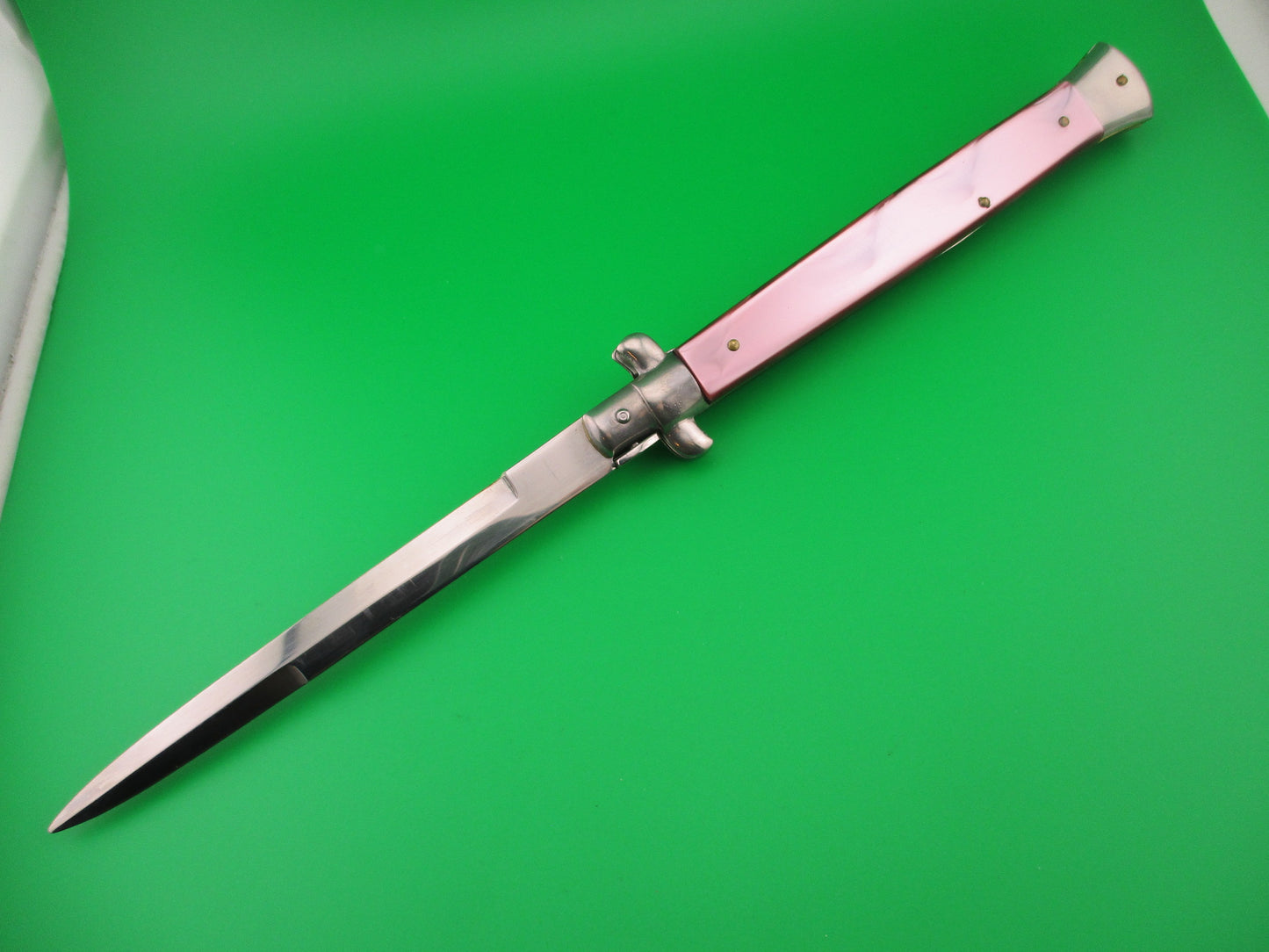 AKC MADE IN ITALY 33cm Italian Swivel Bolster Purple Acrylic automatic knife