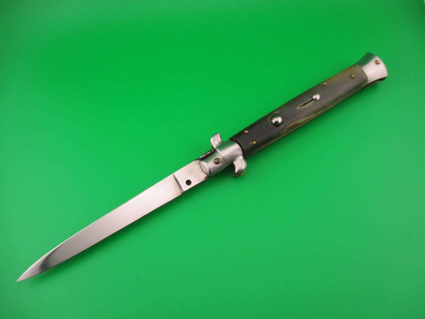 B Rostfrei 28cm Italian Swivel bolster Flat grind Horn automatic knife