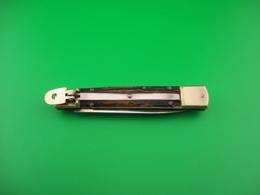 HUBERTUS SOLINGEN ROSTFREI 11cm West German Slimline Lever Stag automatic knife