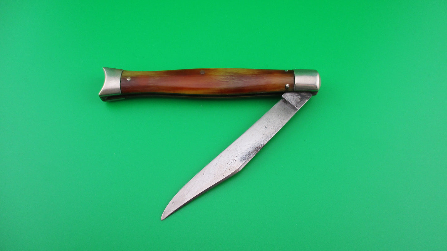 SCHRADE WALDEN Fishtail Horn celluloid w/bolsters #151 switchblade knife