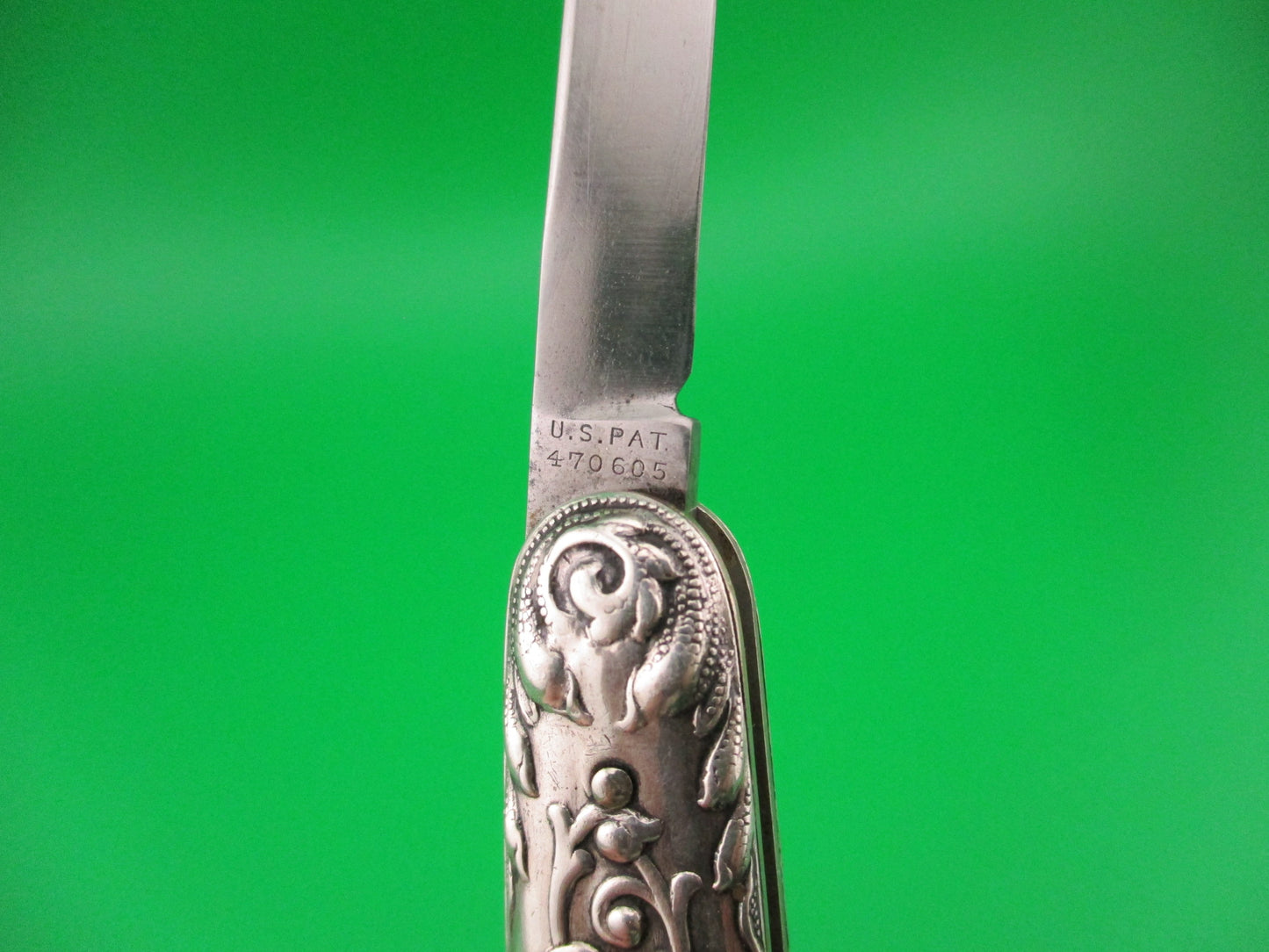 z Press Button Knife Co Medium Sterling Silver SATYR Antique automatic knife