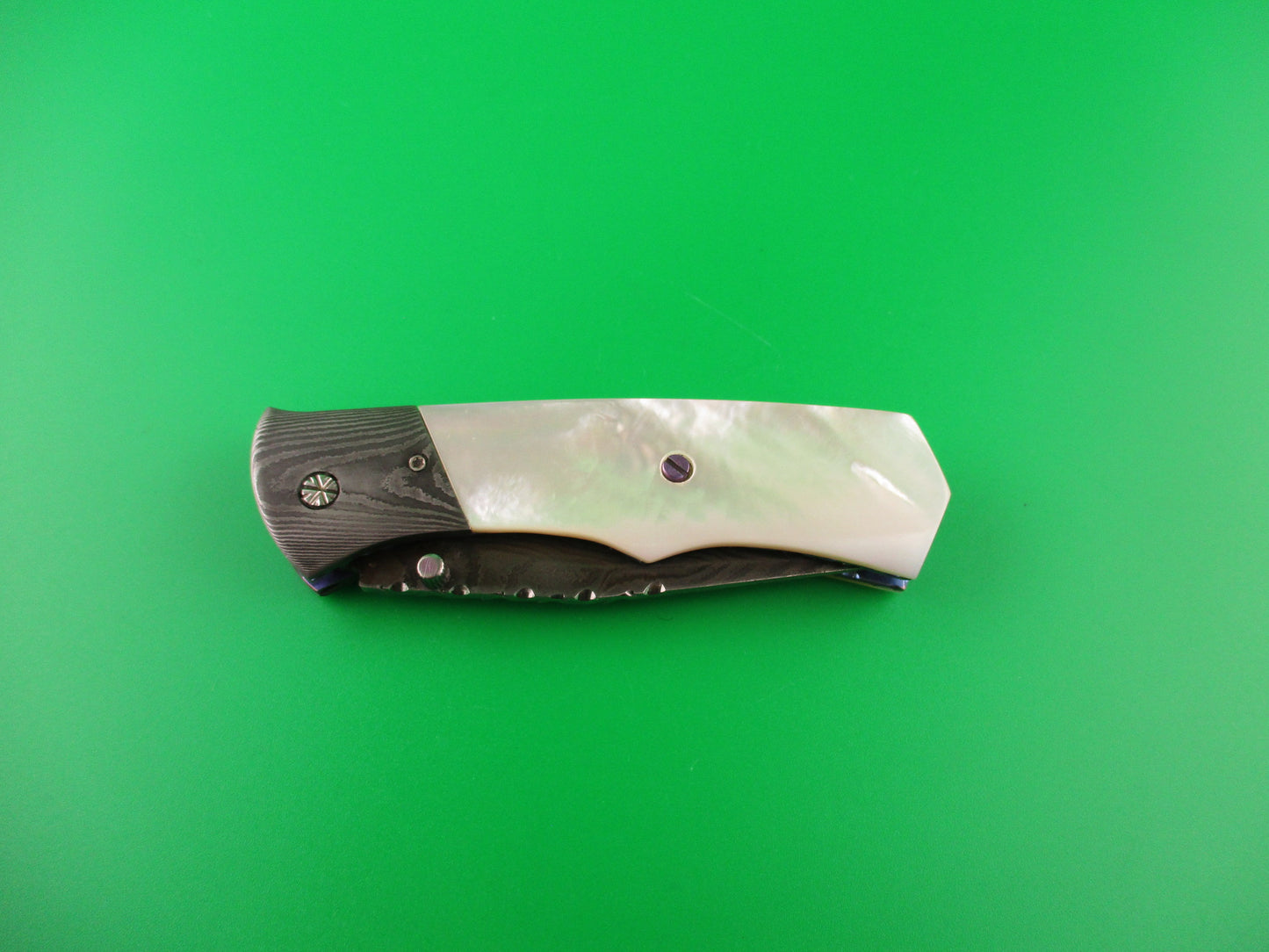 Butch Vallotton CUSTOM MOP Damascus Titanium Scale Release automatic knife