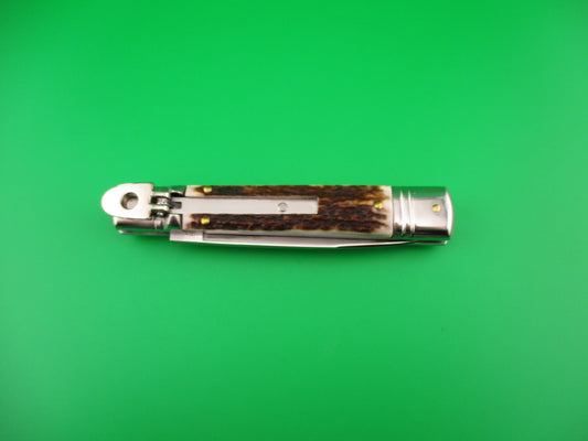 z AKC ITALY 20cm Italian Slimline Lever Stag automatic knife