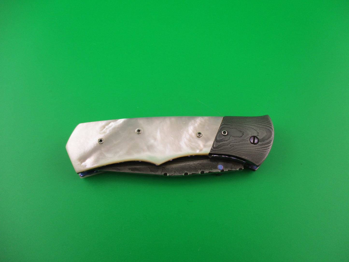 Butch Vallotton CUSTOM MOP Damascus Titanium Scale Release automatic knife