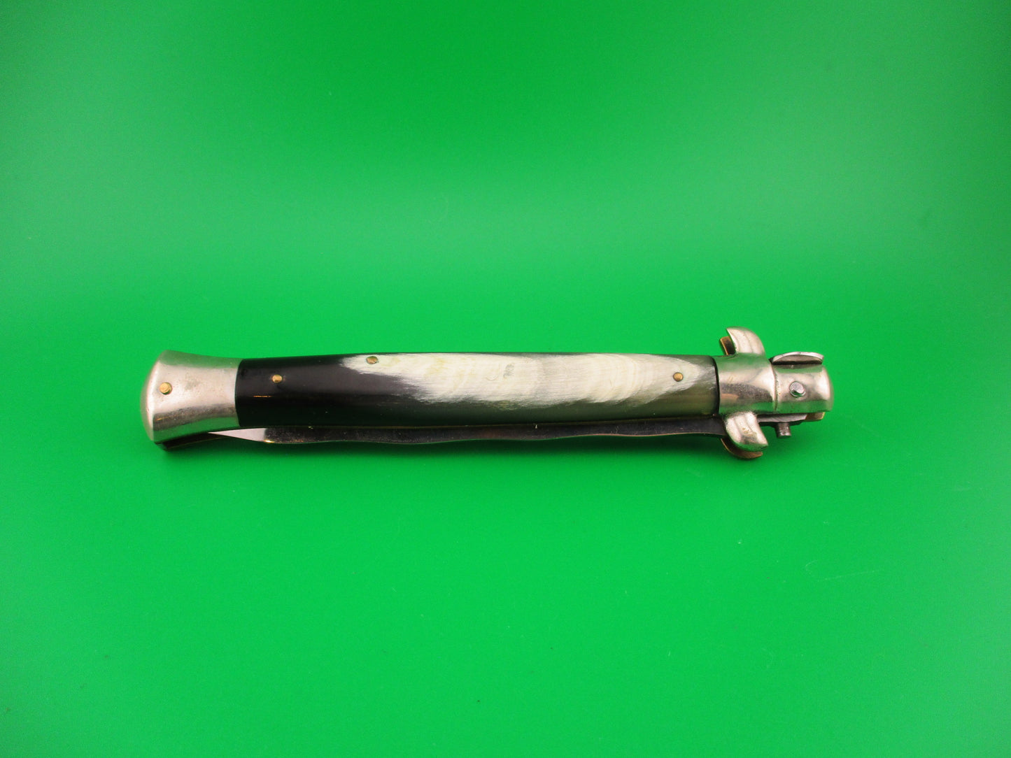 M ITALY INOX 28cm Italian Picklock 1950s Brazilian horn Kris blade automatic knife