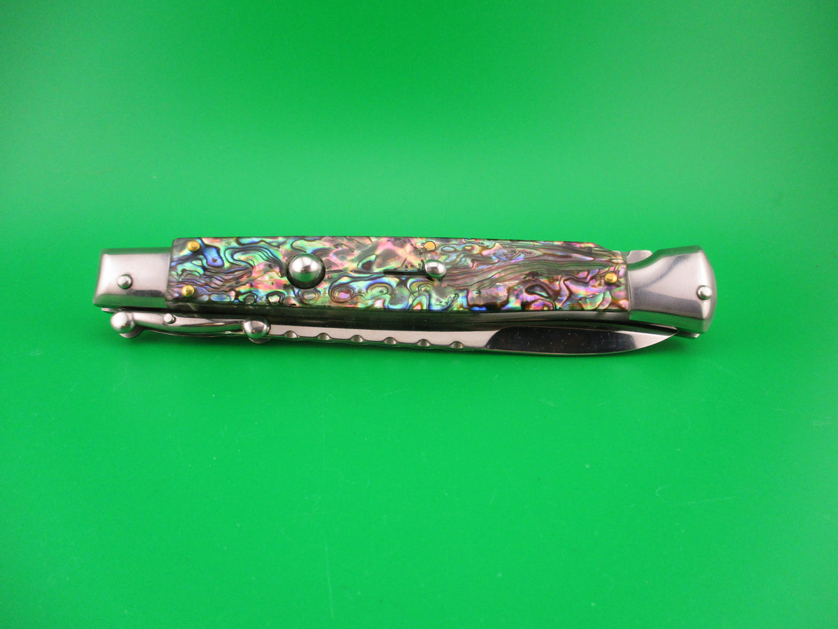 AKC World 28cm Italian style Swing guard lockback Abalone automatic knife