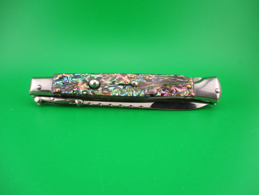 AKC World 28cm Italian style Swing guard lockback Abalone automatic knife